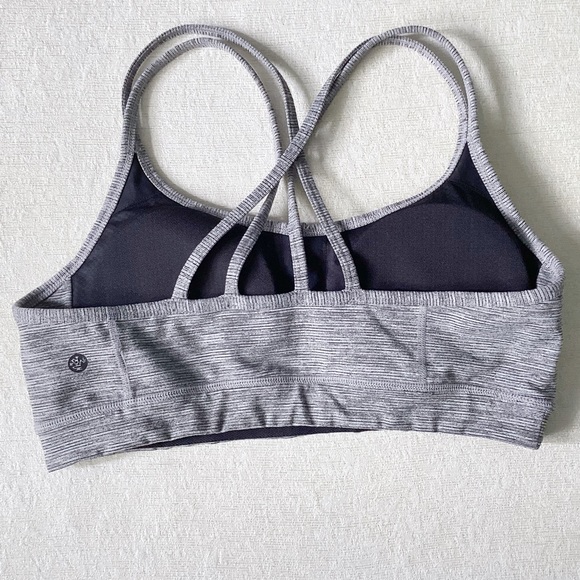 Manduka Cross Straps Sports Bra Woman’s Size Large Grey Space Dye Light Padding - Picture 7 of 12
